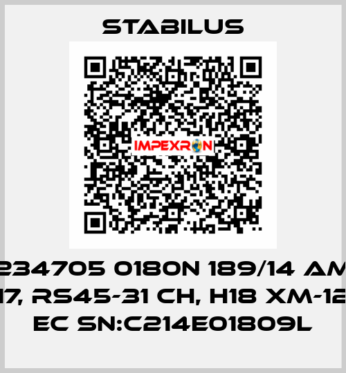234705 0180N 189/14 AM 17, RS45-31 CH, H18 XM-12 EC SN:C214E01809L Stabilus