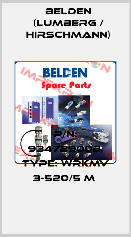 P/N: 934729002, Type: WRKMV 3-520/5 M  Belden (Lumberg / Hirschmann)