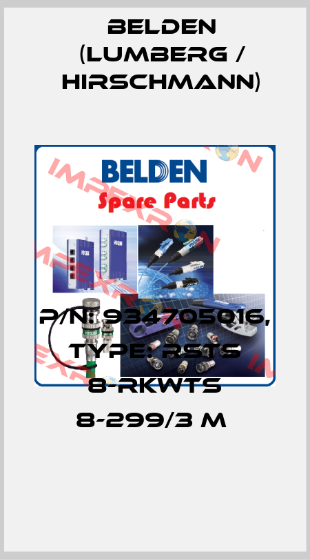 P/N: 934705016, Type: RSTS 8-RKWTS 8-299/3 M  Belden (Lumberg / Hirschmann)
