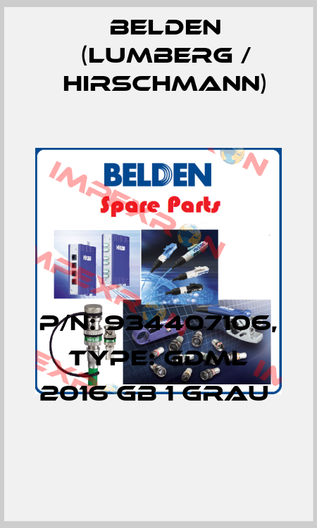 P/N: 934407106, Type: GDML 2016 GB 1 grau  Belden (Lumberg / Hirschmann)