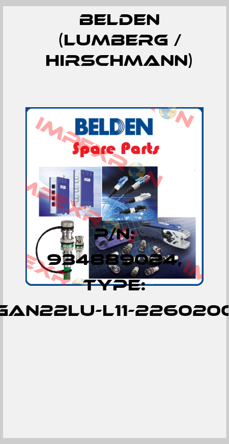 P/N: 934889024, Type: GAN22LU-L11-2260200  Belden (Lumberg / Hirschmann)