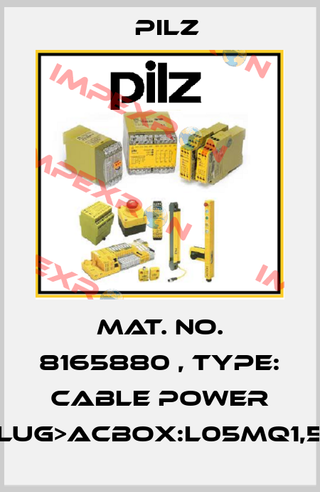 Mat. No. 8165880 , Type: Cable Power DD4plug>ACbox:L05mQ1,5BrSK Pilz