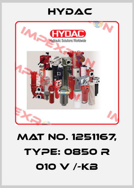 Mat No. 1251167, Type: 0850 R 010 V /-KB Hydac