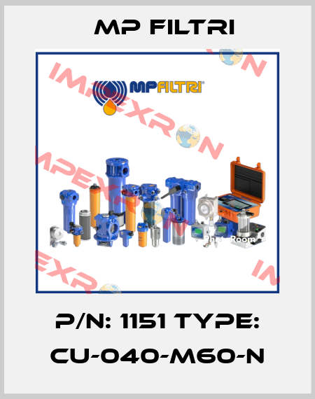 P/N: 1151 Type: CU-040-M60-N MP Filtri