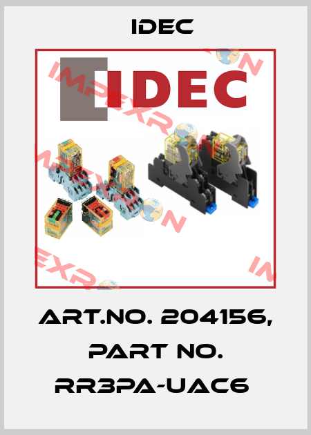 Art.No. 204156, Part No. RR3PA-UAC6  Idec
