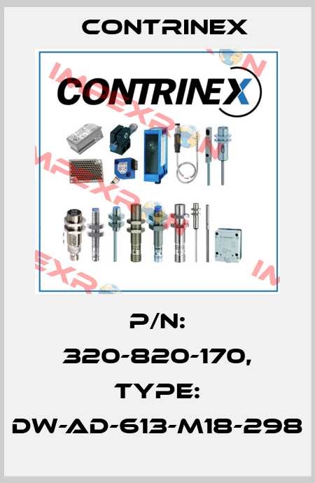 p/n: 320-820-170, Type: DW-AD-613-M18-298 Contrinex