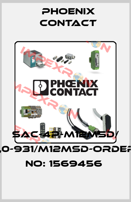 SAC-4P-M12MSD/ 1,0-931/M12MSD-ORDER NO: 1569456  Phoenix Contact