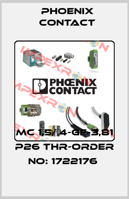 MC 1,5/ 4-GF-3,81 P26 THR-ORDER NO: 1722176  Phoenix Contact