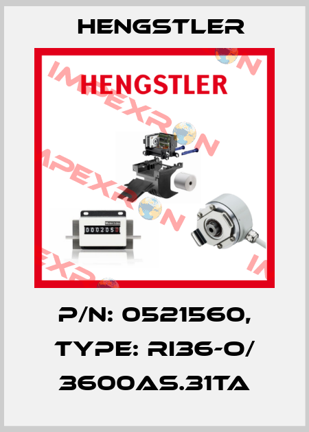 p/n: 0521560, Type: RI36-O/ 3600AS.31TA Hengstler