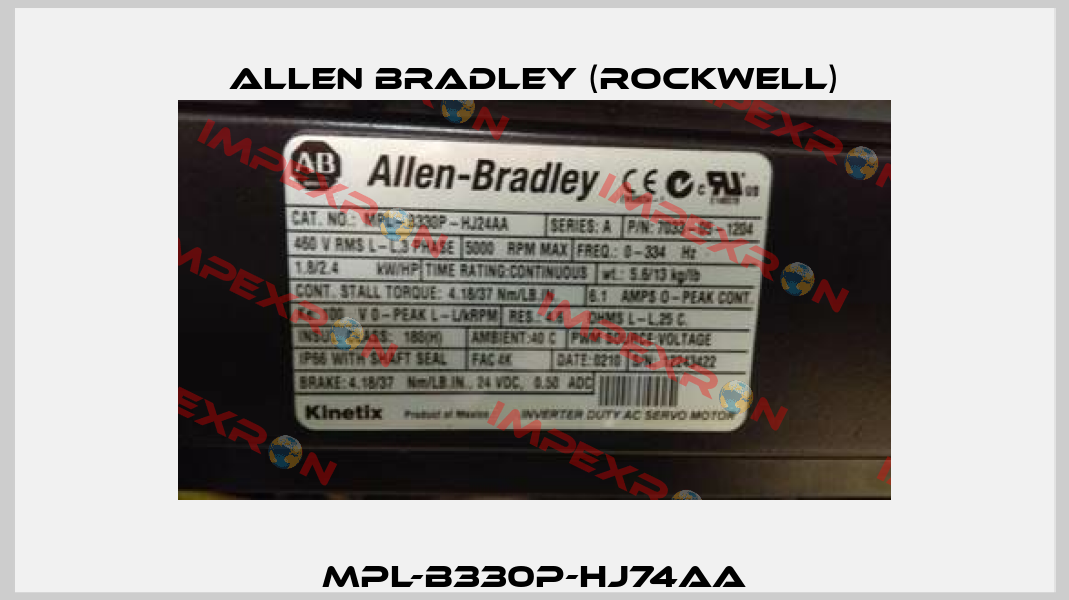 MPL-B330P-HJ74AA Allen Bradley (Rockwell)
